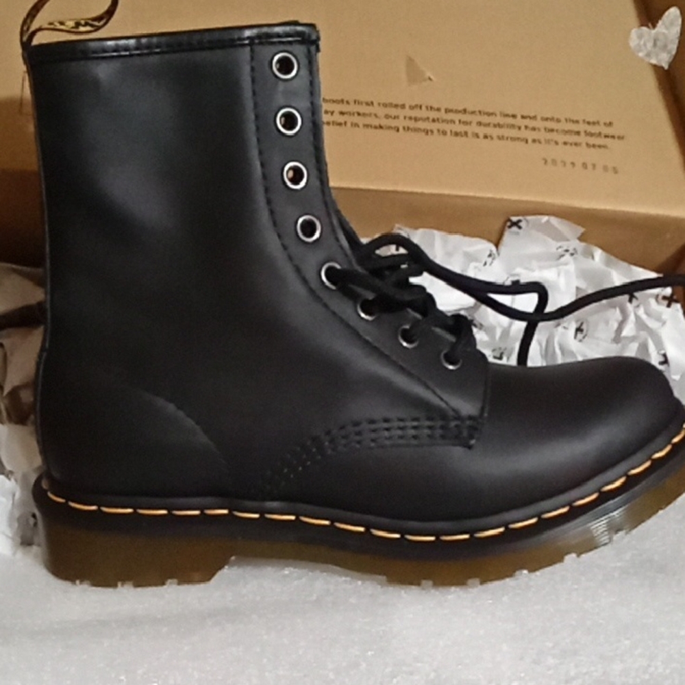 Black Leather Dr Martens Lace-Up Boots